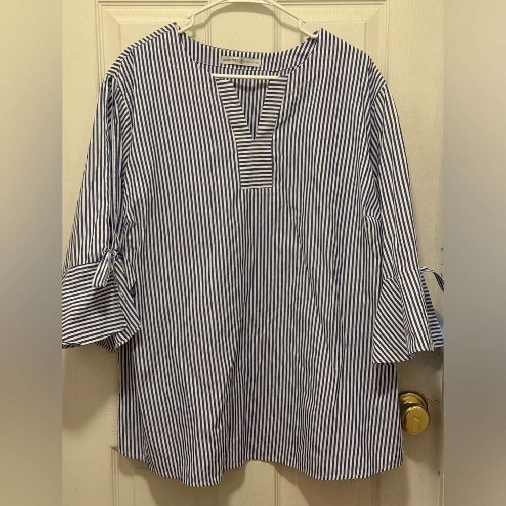 Plus Size Tunic with Bell Sleeves and Bow Ties